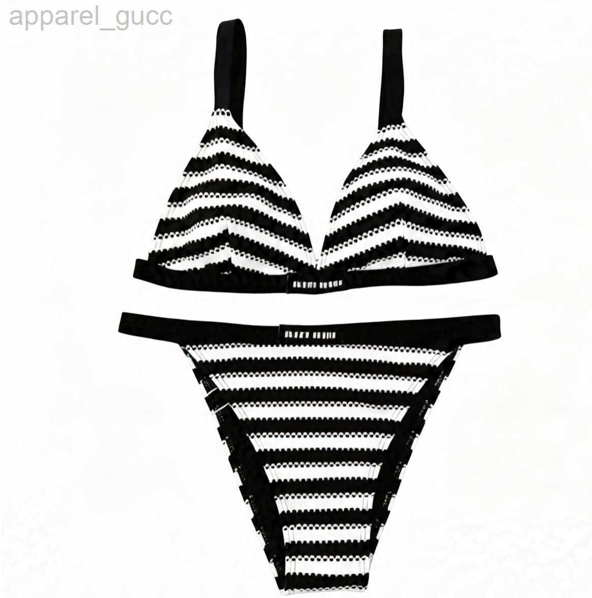 Womens Black White Stripe Check Bikini Summer Two Piece Bathing Suit Soft Comfortable Beach Swimwear Ladies Seaside Pool Vacation Travel Party Wear