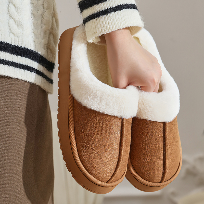 Hot selling new winter style home cotton slippers men and women indoor non-slip warm plush slippers large size 45 free shipping