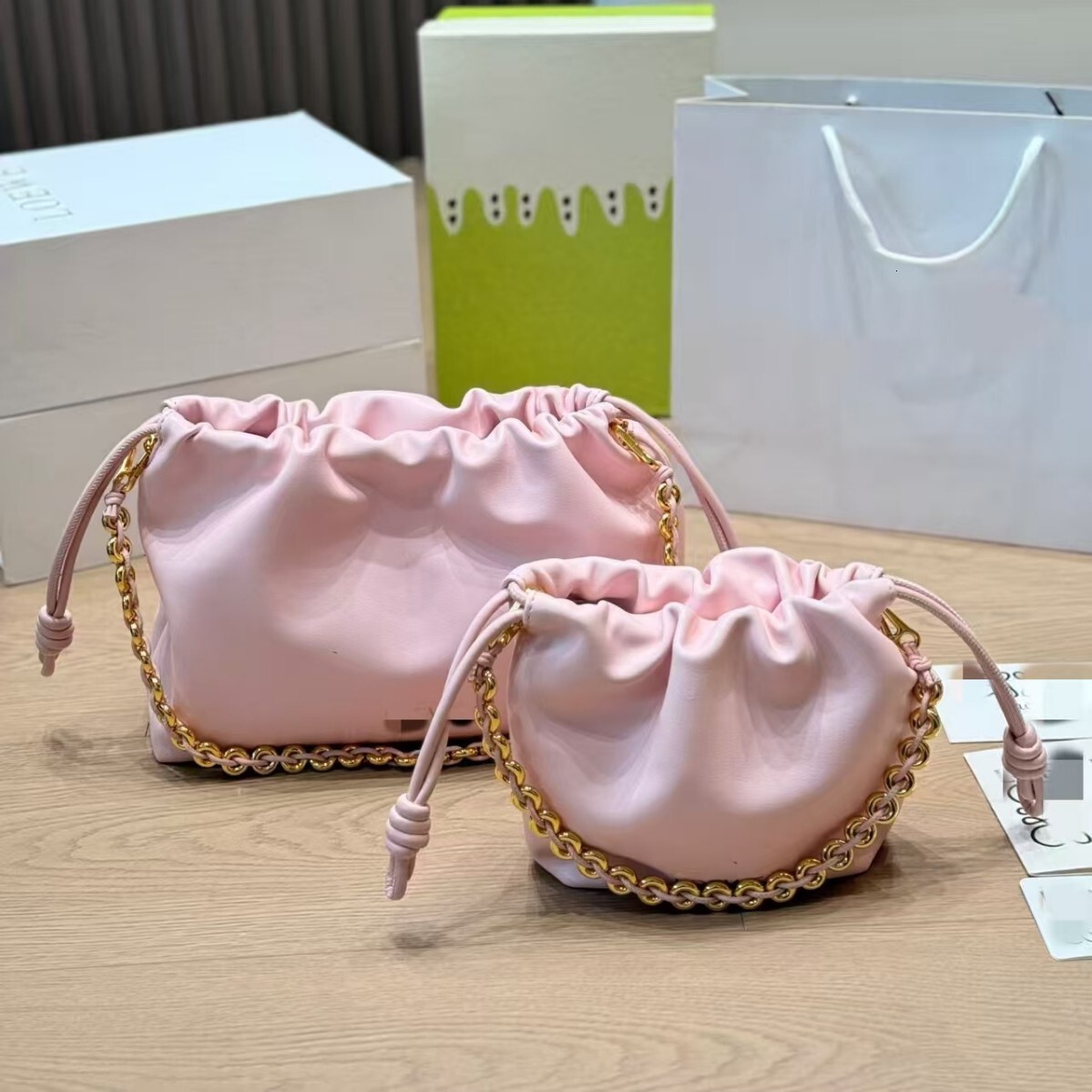 2026 New Model Foreign Trade Cowhide Lucky Bucket Drawstring Cloud ladies' bag Single Shoulder designer bag Crossbody Underarm Women's Bag