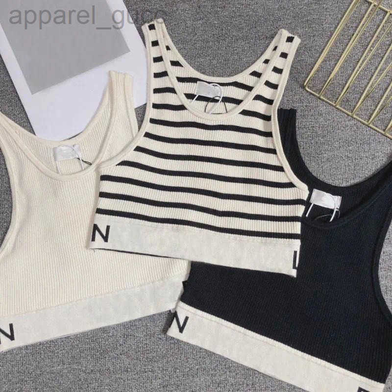 Womens Designer Tank Tops Striped U-Shaped Knitted Striped Vest Tanks Camis Luxury T Shirts Sleeveless Letters Printed Vests