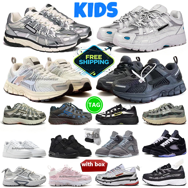 Free Shipping Kids Shoes P6000 Vomero 5 Kids Toddler Sneakers Shoes Kid Running Carbon Ash Children Triple White Black Gold Red Laser Blue Girls Boy