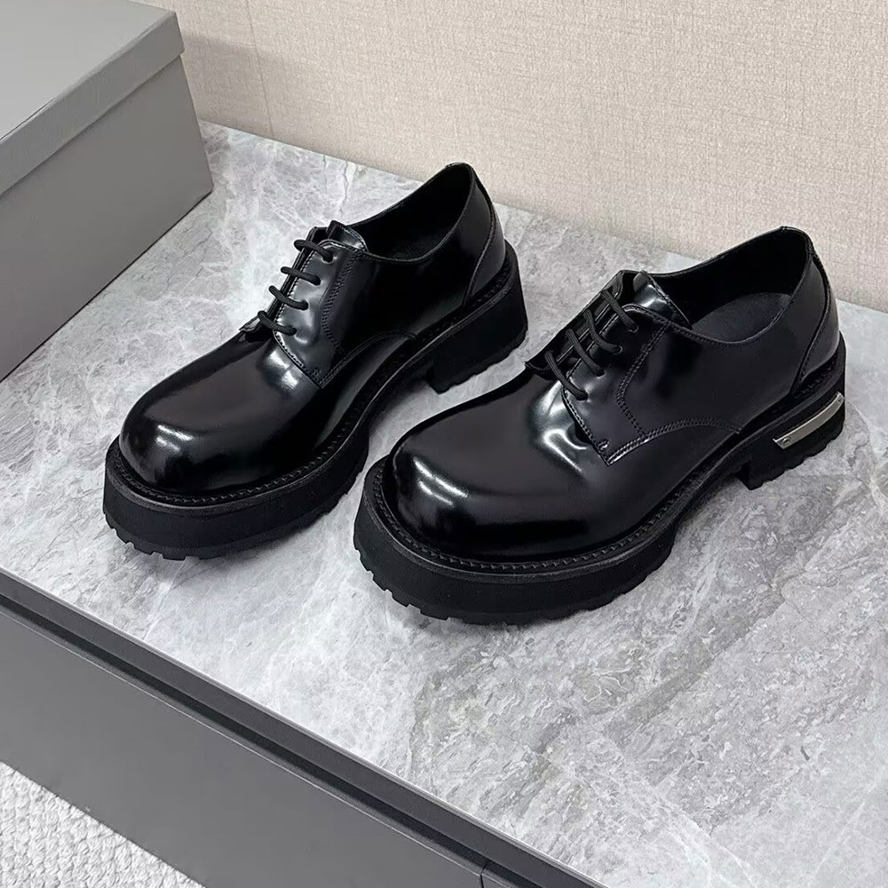 Mens Venom Derby In Black Mens Designer Derby Fashion Luxury calfskin derby Extra round toe Punk style Daily dressing Casual Platform derby Height 5