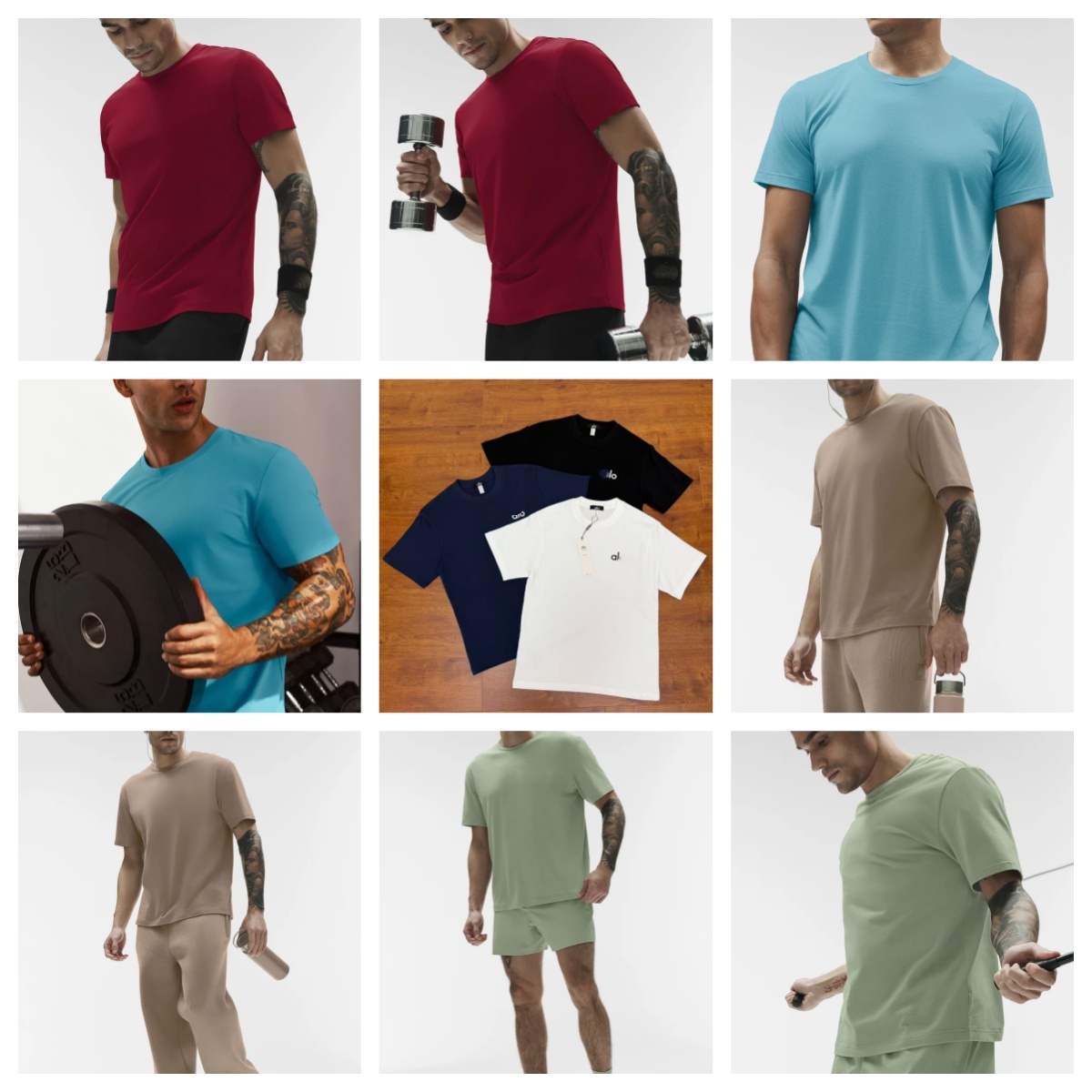 US Yoga Designer Embroidered Logo T Activewear Workout Gear Gym Men Basic Street T-shirt High Quality Youth Short Sleeved Tee Juniors Boys Loose Cas