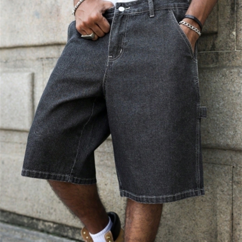 Mens Summer Black-Grey Loose Baggy Denim Shorts 260707BJ