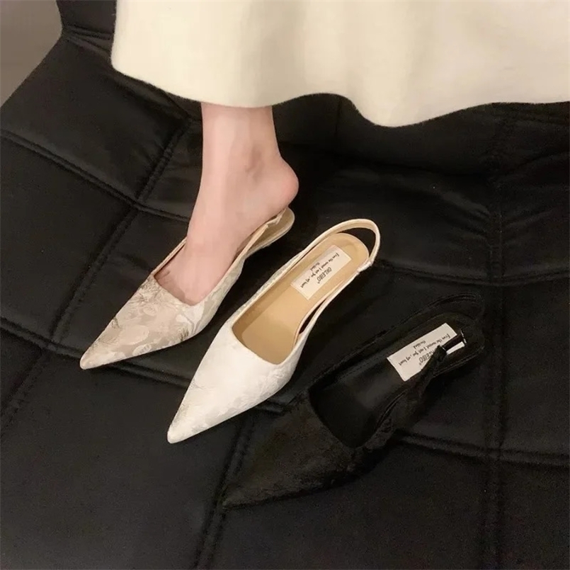 Fashion Women Sandals Party Pumps Thin High Heels Elastic Band Black White Beige Rose Summer Dress Shoes Woman Ladie Pumps 260427BJ