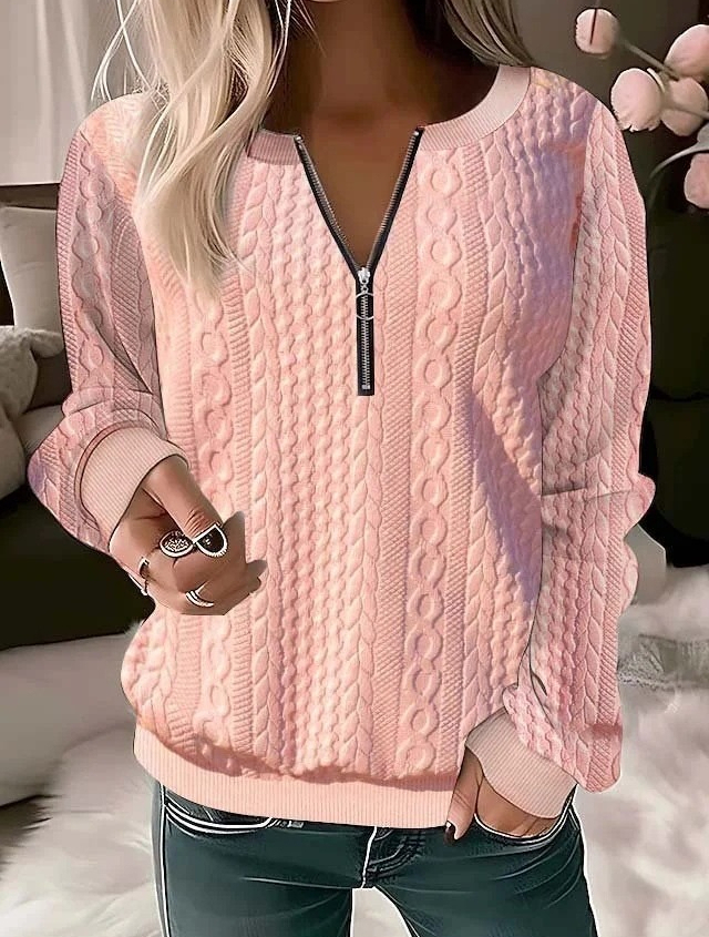 0613 Women's Quilted Sweatshirt Zip-Up Cardigan Jacket Autumn/Winter