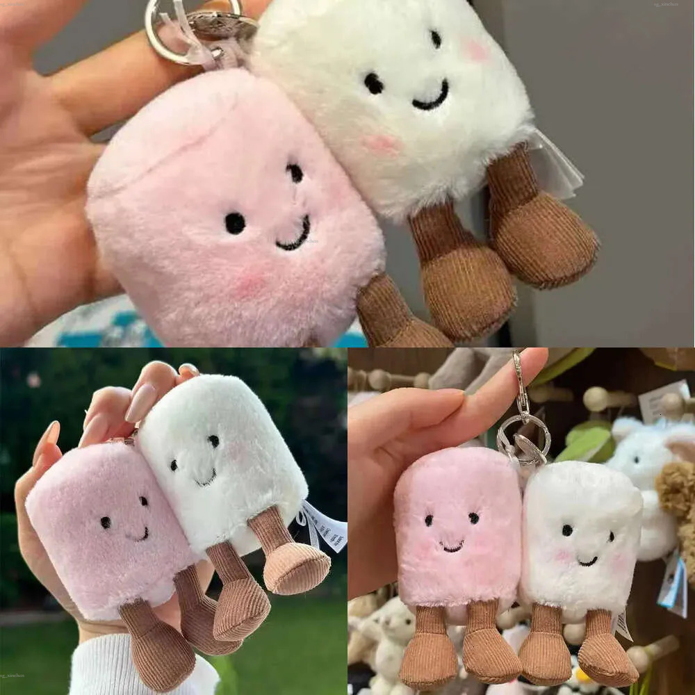 Chats barbe à papa mignon doux deux tons porte-clés sac accessoires en peluche poupée voiture pendentif cadeaux de vacances W250526