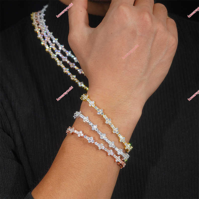 New 925 silver moissanite tennis chain 3-4mm hip-hop mens and womens bracelet necklace HipHop