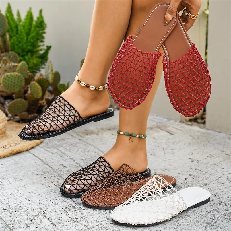 Summer womens hollow out foot kick out fashionable beach anti-skid slippers for women 36-43 260427BJ