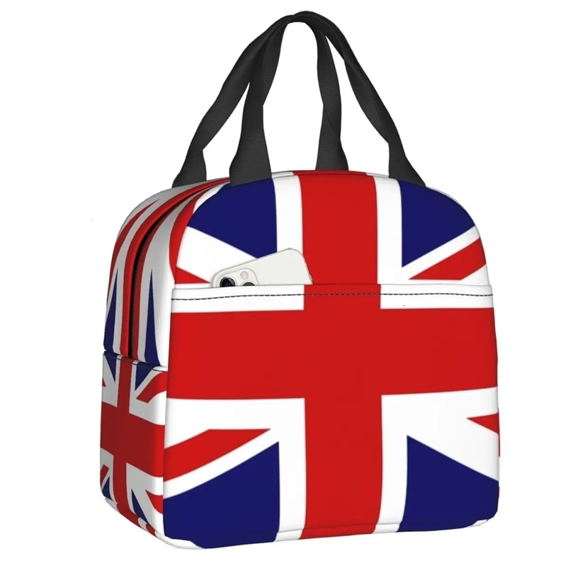 Custom British Flag Insulated Lunch Tote Bag for Women Portable Cooler Thermal Bento Box Outdoor Camping Travel 260527BJ