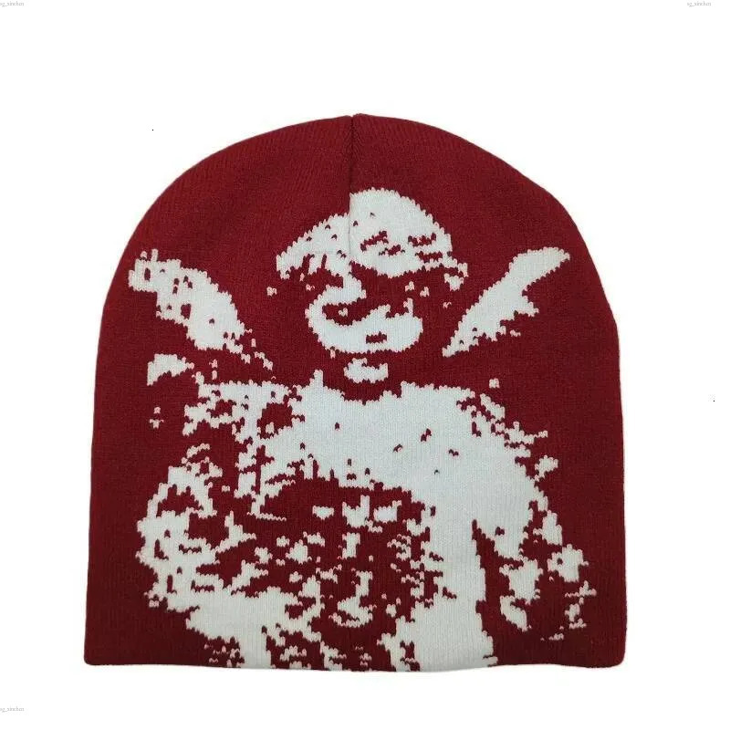 Bonnet en tricot Jacquard ange à la mode, chapeau d'hiver chaud pour hommes et femmes, casquette de Style rétro coloré à la mode J260803