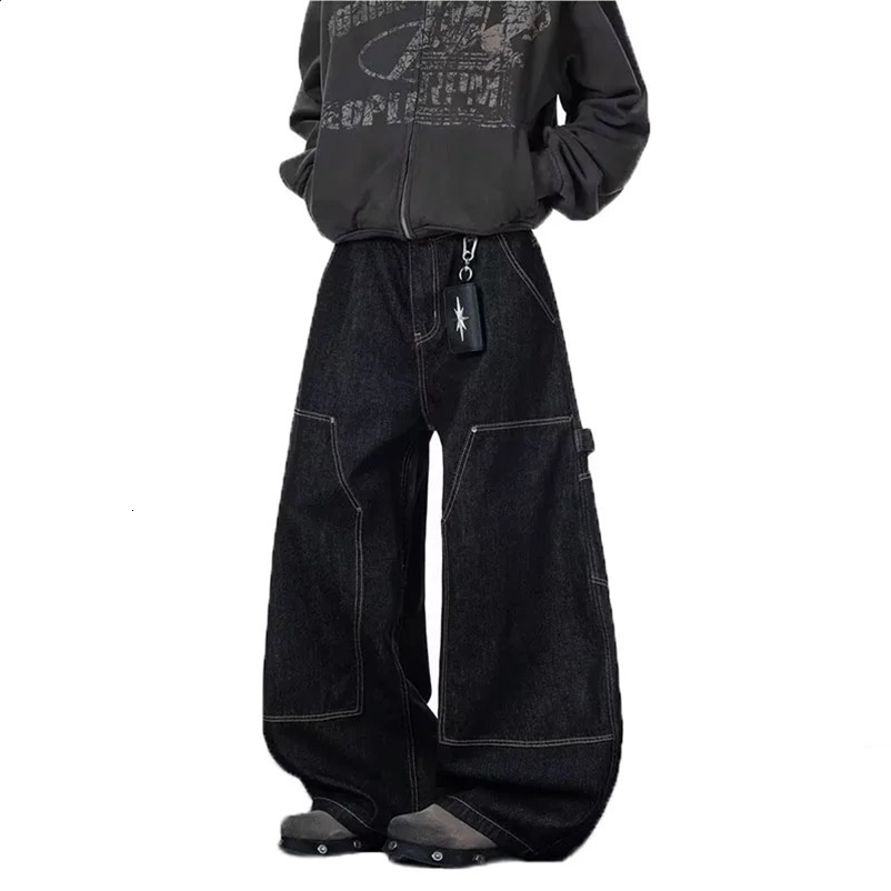 Spring And Autumn MenS Jeans High Street Straight Work Pants Retro Casual Loose Black Pants 260707BJ