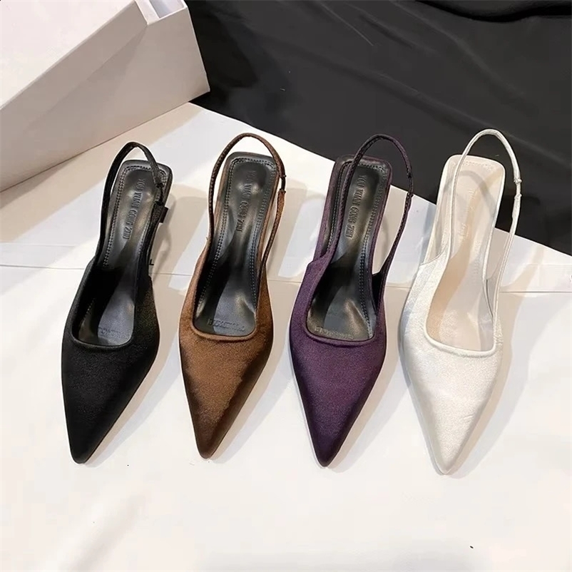 French-style Socialite Pointed-toe Sandals Womens Summer Suede Stiletto High Heels and Open-back Single Shoes 260518BJ