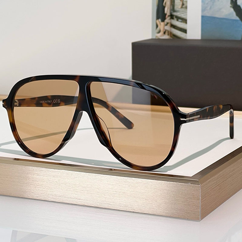 LUNETTES DE SOLEIL VLADIMIR Lunettes de soleil à la mode pour hommes et femmes FT1211 Acétate couleur écaille de tortue grand cadre jambes miroir