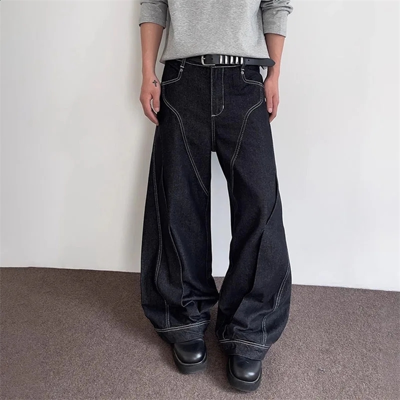 Spring And Autumn MenS Curved Jeans Multiple Visible Lines MenS Straight Leg Pants Flared Jeans Y2k Hip-Hop Pants 260707BJ