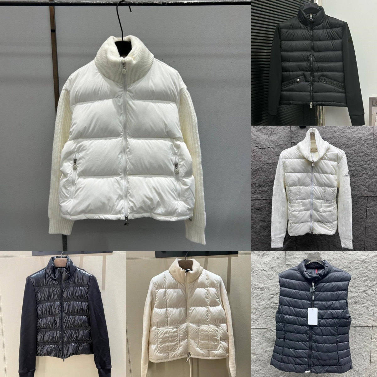 Designer Grenoble Series Down Jacket Knitted Sleeve Spliced Puffer Coat Women Ski Outerwear Genius Quilted Jacket Cropped Down Coat Stand Collar Puf