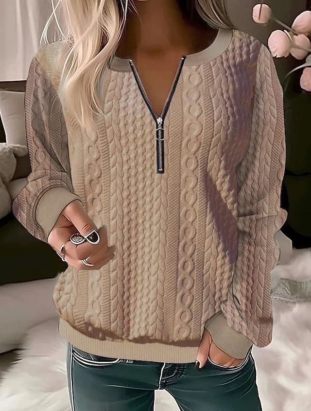 0614 Women's Quilted Sweatshirt Zip-Up Cardigan Jacket Autumn/Winter