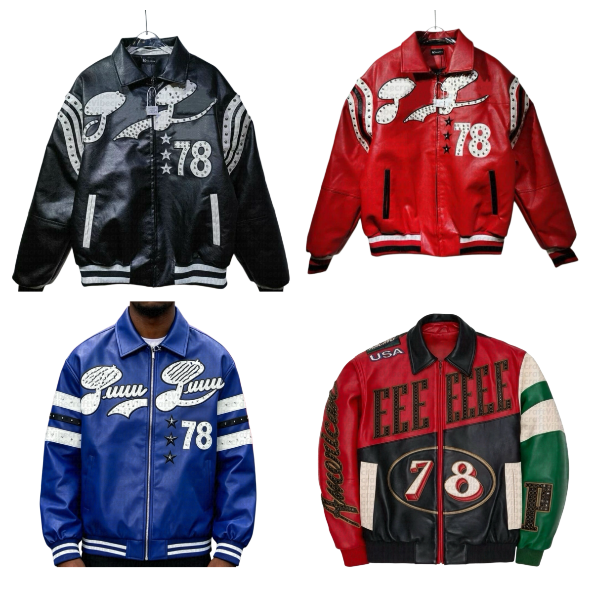 Jacket strtwear Mens Designer Jacket Embroidery Printed Faux Leather Jacket Men Retro Color Block Windbreaker Jacket Hip Hop Fashion Mens Clothing L