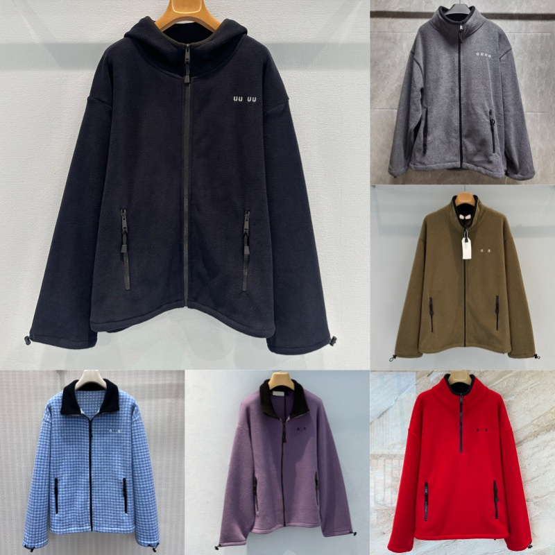 Designer Letter Embroidered Fleece Jackets Women Long Sleeve Hooded Outerwear Street Style Sports Casual Sweatshirt Jacket