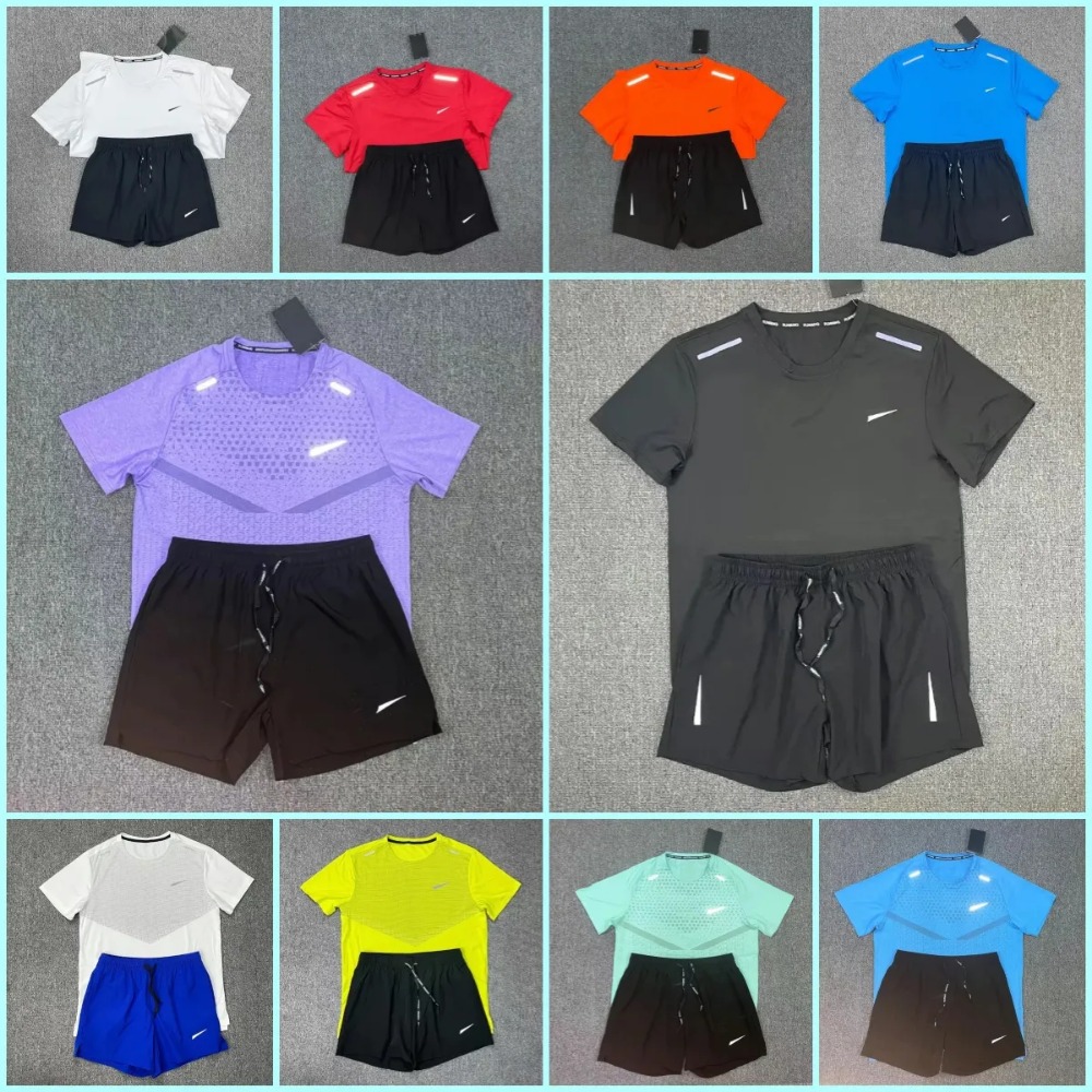 Suit Shirts Shorts Summer Men's Tracksuits Tech Set Designer Tracksuit T-Shirts Shorts Two-piece Fitness Suit Print Quick Drying and Breathable