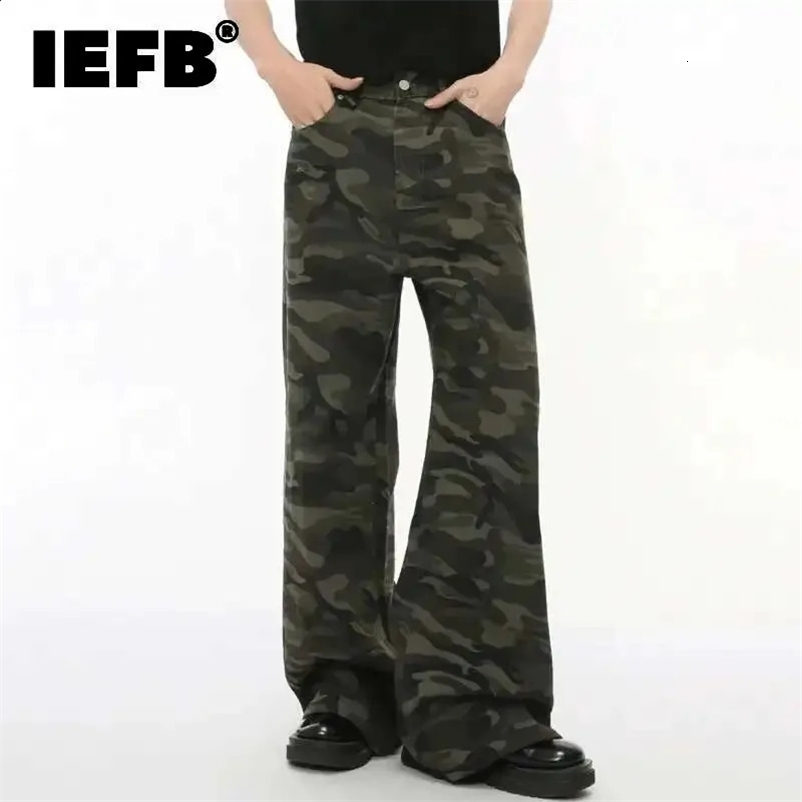 IEFB Vintage Camouflage Mens Jeans Fashion Washed Casual Wide Leg Denim Pants Autumn Winter Loose Male Trousers Old Blue 9C354 260707BJ