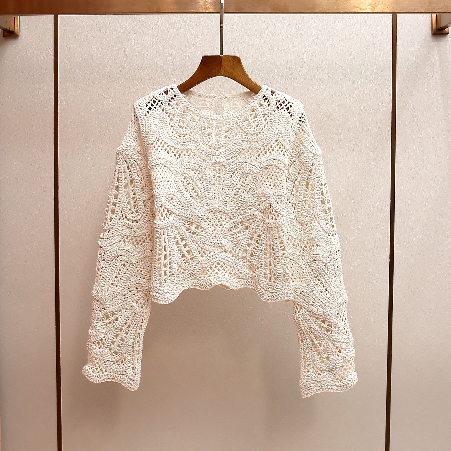 Pull ajouré en Crochet pour femmes, nouveau Style français, Design polyvalent, haut en tricot, automne/hiver