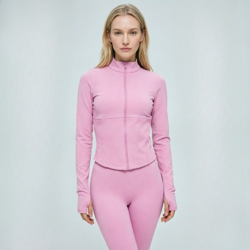 Designer Jackets Yoga Waist Fit Collared Shirt-jacket and Leggings Shortened Long Sleeved Full-Zip Running Sports Coats Fitness Outerwear