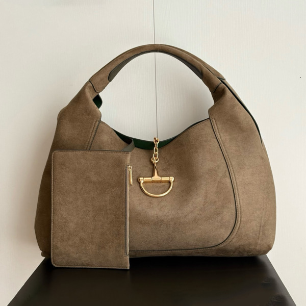 Designer Should Softbite Women's Large Shoulder Half-Horse Bit Buckle Suede Sophisticated Vintage Everyday Commute Minimalist Edition Composite