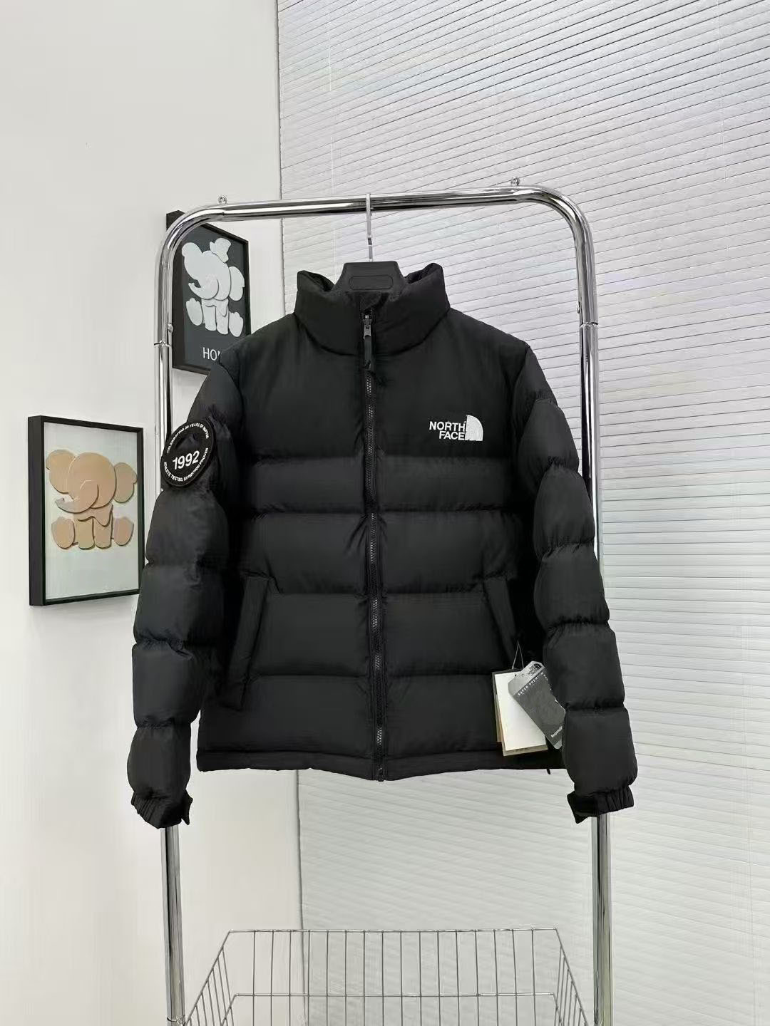 Men's 1992 Patch Stand Collar Jacket Winter Warm Puffer Windproof Water Resistant Outdoor Casual Loose Couple Thick Down Coat 11