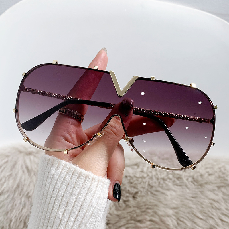 Designer Luxury Brand&# 039 Sunglasses Large Frame Metal Colorful Vintage Sunglasses European And American Fashion Trendy One Piece Personality Sung