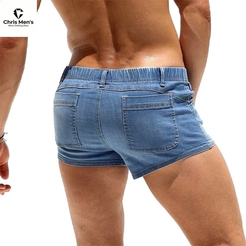 Mens Elastic Waist Lightweight Denim Shorts Quick Dry Slim Fit Beach Shorts Casual Skinny Short Jeans For Men 260707BJ