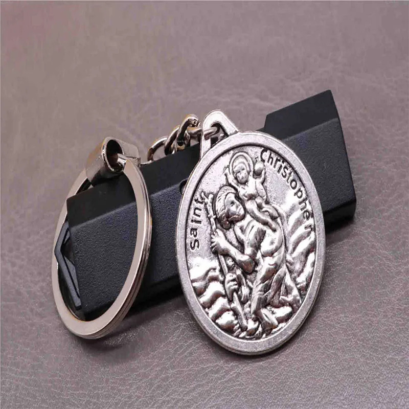 Nouveau charme classique chaîne saint-christophe clé de croix de jésus porte-clés de voiture sac à main cadeau de noël souvenir