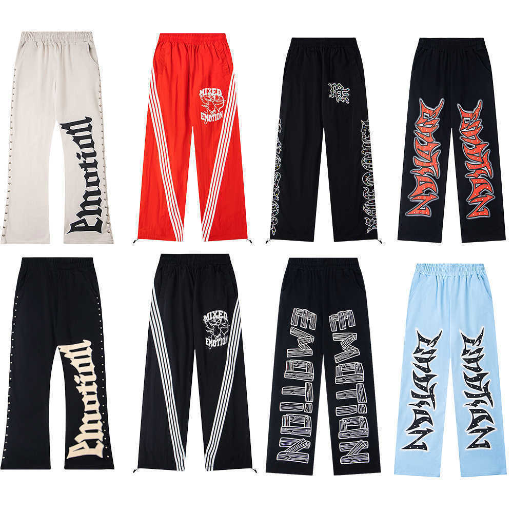 Mix Emotion Designer Pants Mens Gothic Punk Sweatpants Pocket Basketball Jogging Mixed Emotion Pants Sports Casual Loose Cotton Man Cargo Emotion Mi
