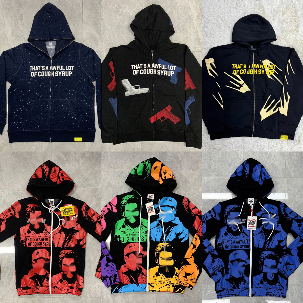 THAT'S A AWFUL LOT OF cough syrup Sweatshirt Mens hoodies designer y2k vintage graphic streetwear casual Harajuku cough syrup Foam Zipper Hoodi