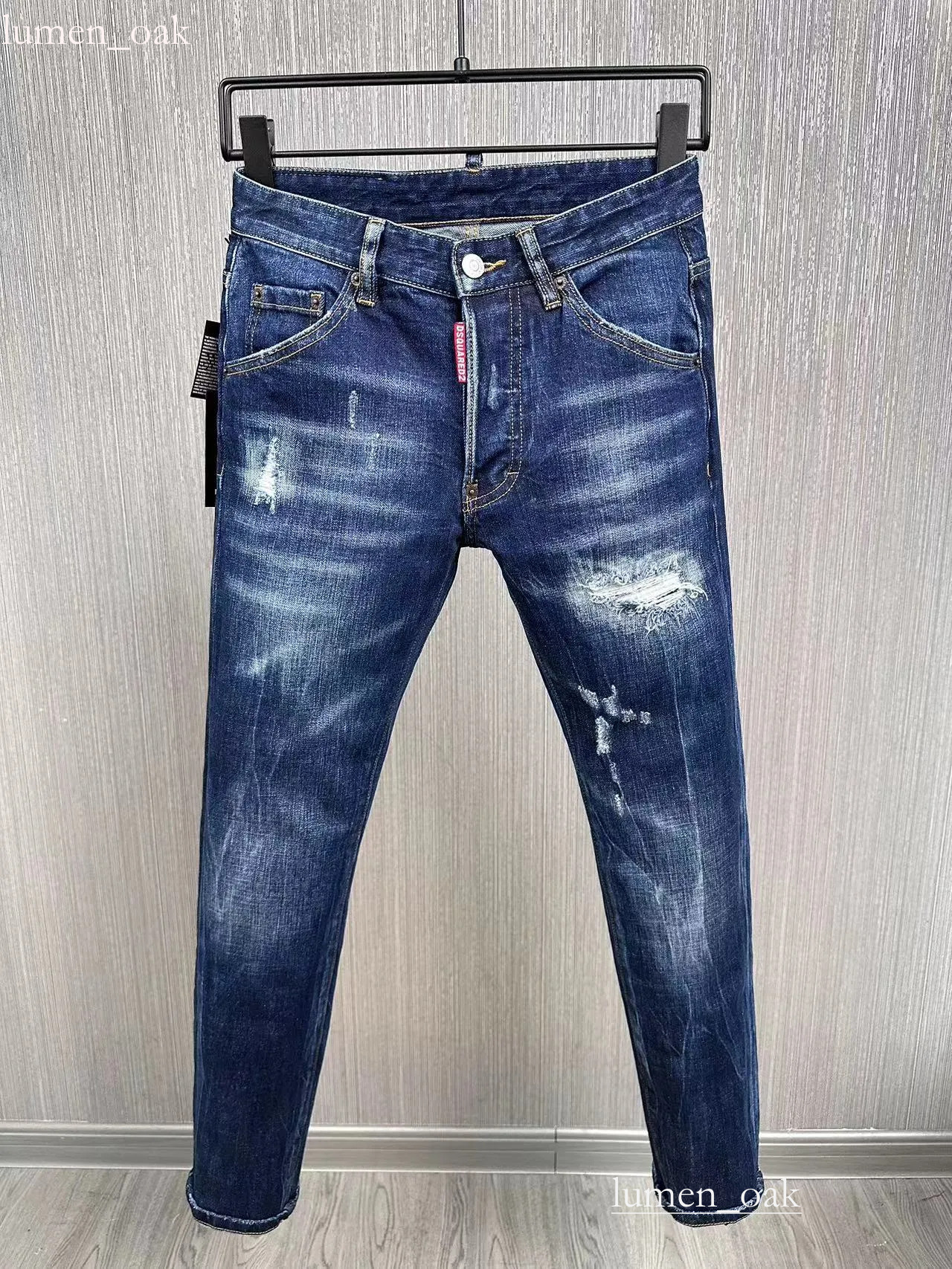 High Quality Dsquarede Designer Mens Denim D2 Jeans Luxury Distressed Ripped Skinny Slim Fit Washed Blue Motorcycle Casual Stretch Trousers Pants 58