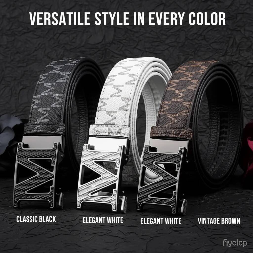 New Fashion M Men's Accessories High-Quality Alloy Automatic Buckle Letter Print Multifunctional Belt