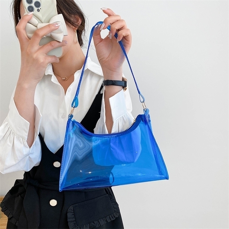 Summer Cool Fashion Transparent Jelly Girls Shoulder Bags Elegant Evening Bag Portable Phone Lipstick Purse Tote 260522BJ