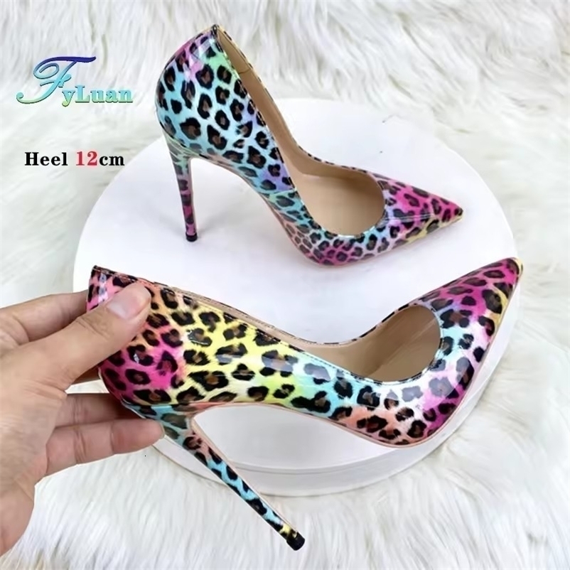 Colour Leopard Thin High Heels Pointed Womens Pumps Plus Size 44 45 Spring Shallow Single Shoes 8-12CM Fashion Woman Shoe 260527BJ