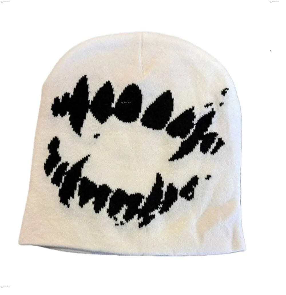 Y2K Streetwear unisexe hiver chaud tricot Skullies bonnets Goth dent pull chapeau pour les deux hommes femmes J260803