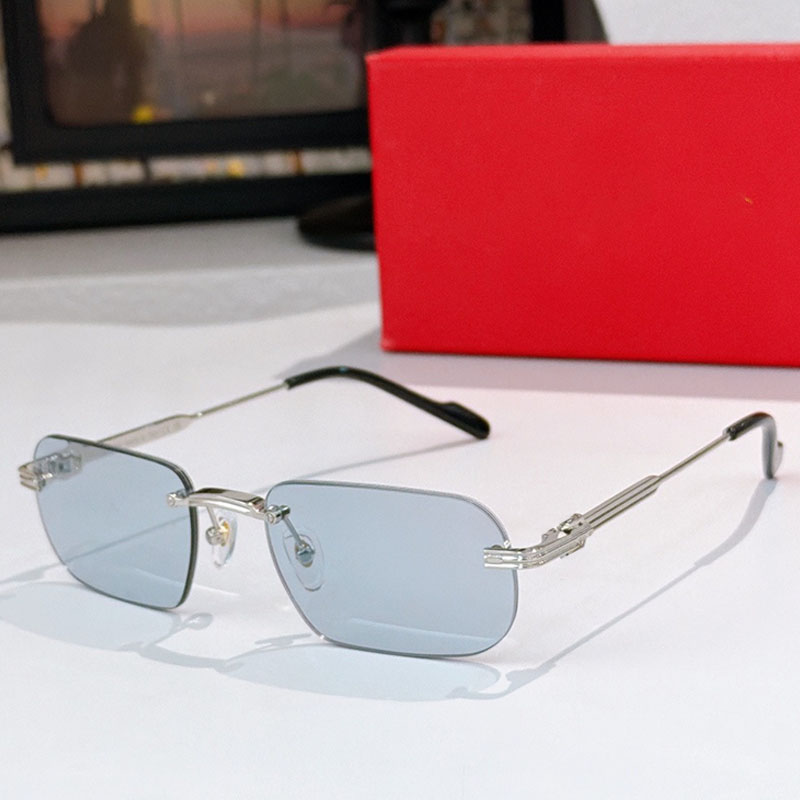 Lunettes de soleil rectangulaires sans cadre en métal de créateur CT0577S Convient aux hommes femmes Mode Loisirs Affaires Livré dans une boîte d