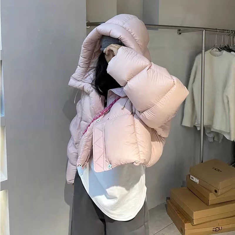 Hooded Style Women Winter Thick Warm Puffer Jacket Woman Solid Loose Bubble Cotton Coats S260804GZD6