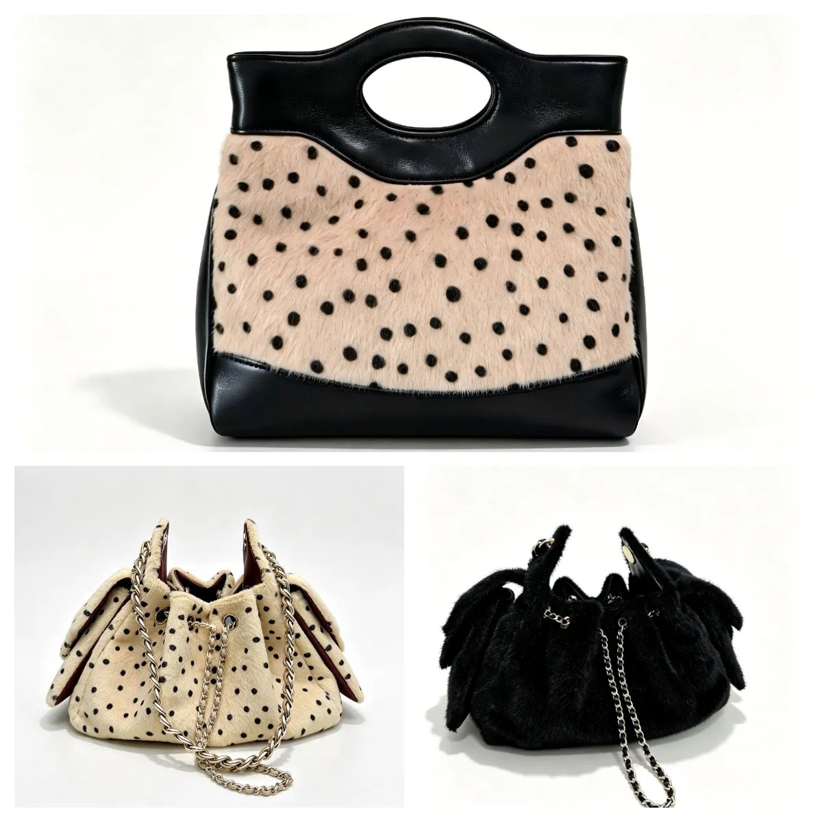 Designer Bag 2026 Luxury Plush Polka Dot Women's Handbag Designer Drawstring Bag Soft Plush Chain Shoulder Bag Crossbody Bag Flap Bag Fashionab