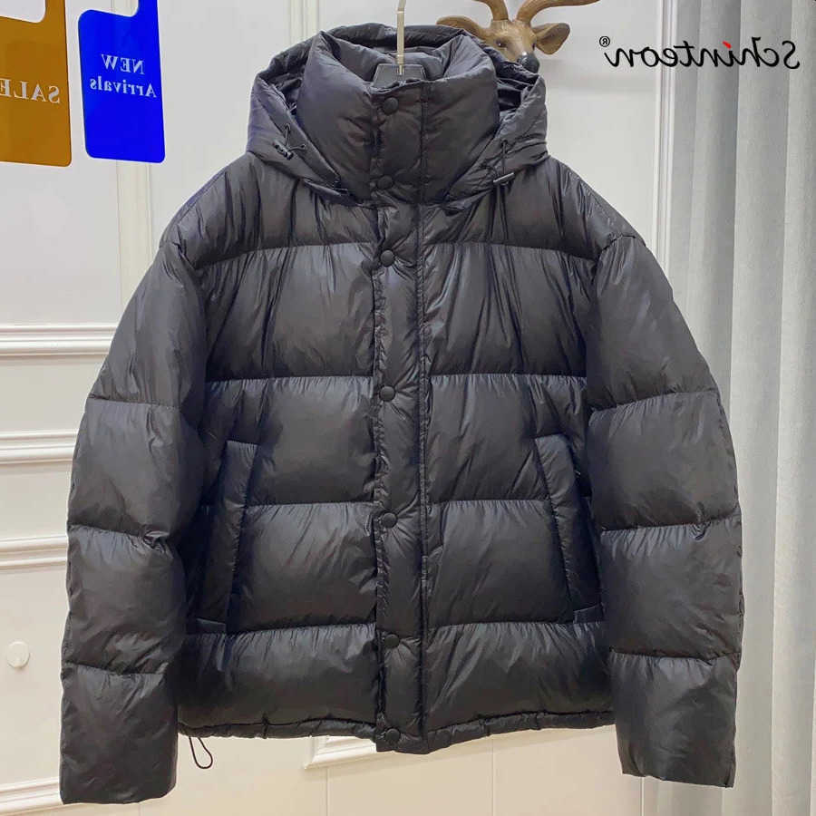 Women Schinteon White Duck Down Jacket with Hood Warm Autumn Winter Outwear Simple Solid Color Over Size Coat S260804RSXG