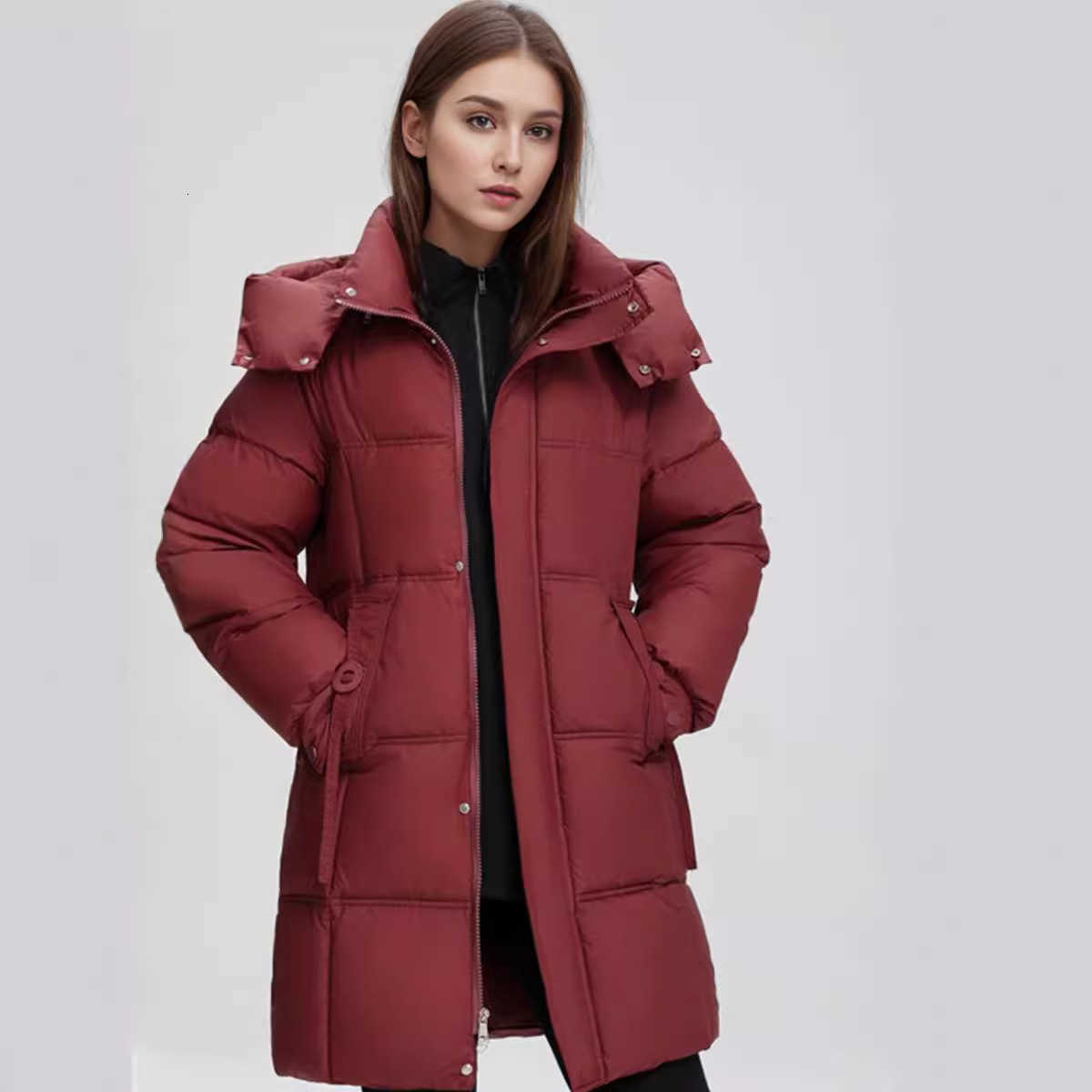 Jacket Puffer Down and Cotton Jacket Womens Medium Length New Winter Hooded Loose Bread Jacket S260804WXQ7