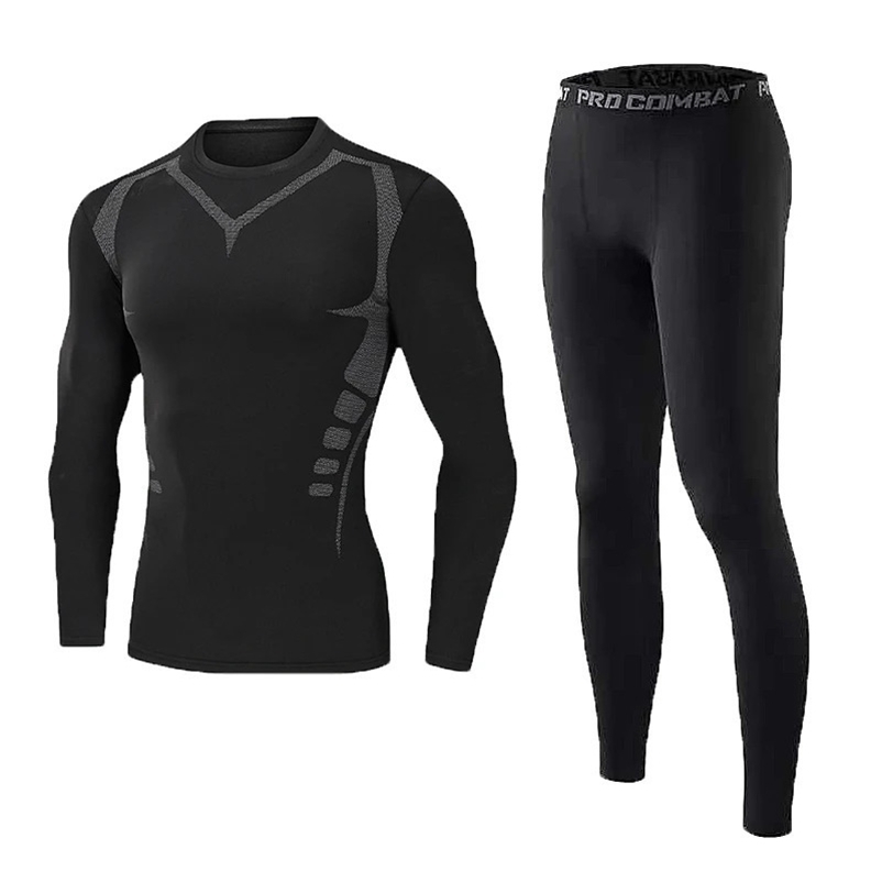 Mens thin tight-fitting running suit for spring and summer quick-dry breathable long-sleeved fitness sportswear 260611BJ