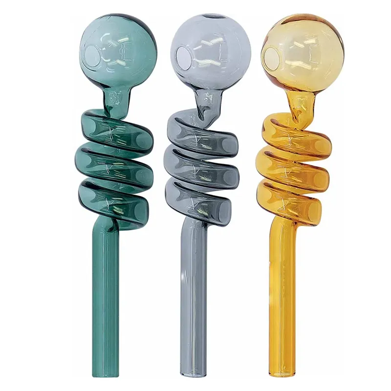 Lot de 2 tuyaux de fumée tubulaires à poignée en spirale – Verre de haute qualité pour huiles d'herbes sèches