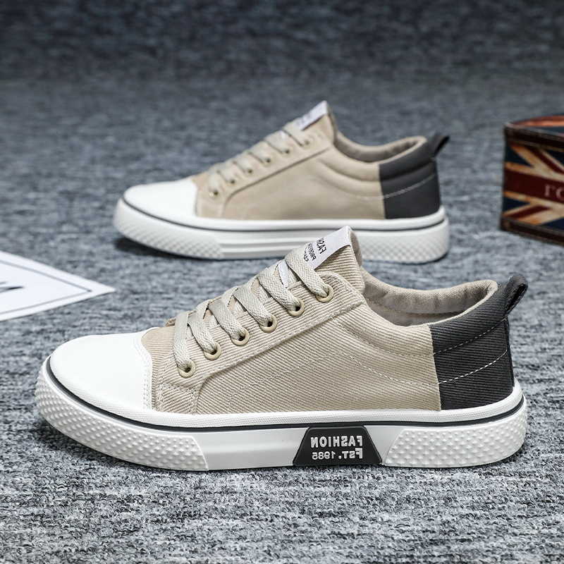 Color-Blocked Canvas Shoes Breathable Men's Low-Top Sneakers Versatile Casual Shoes Cool and Breathable Without Causing Foot Stuffiness Soft So