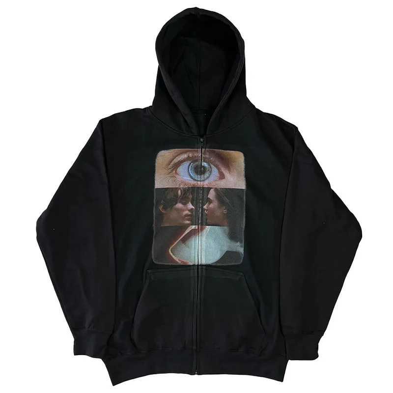 pattern womens printed Sports hoodie high street punk fashion casual retro Harajuku Gothic style American aesthetic sensual girlJ260803