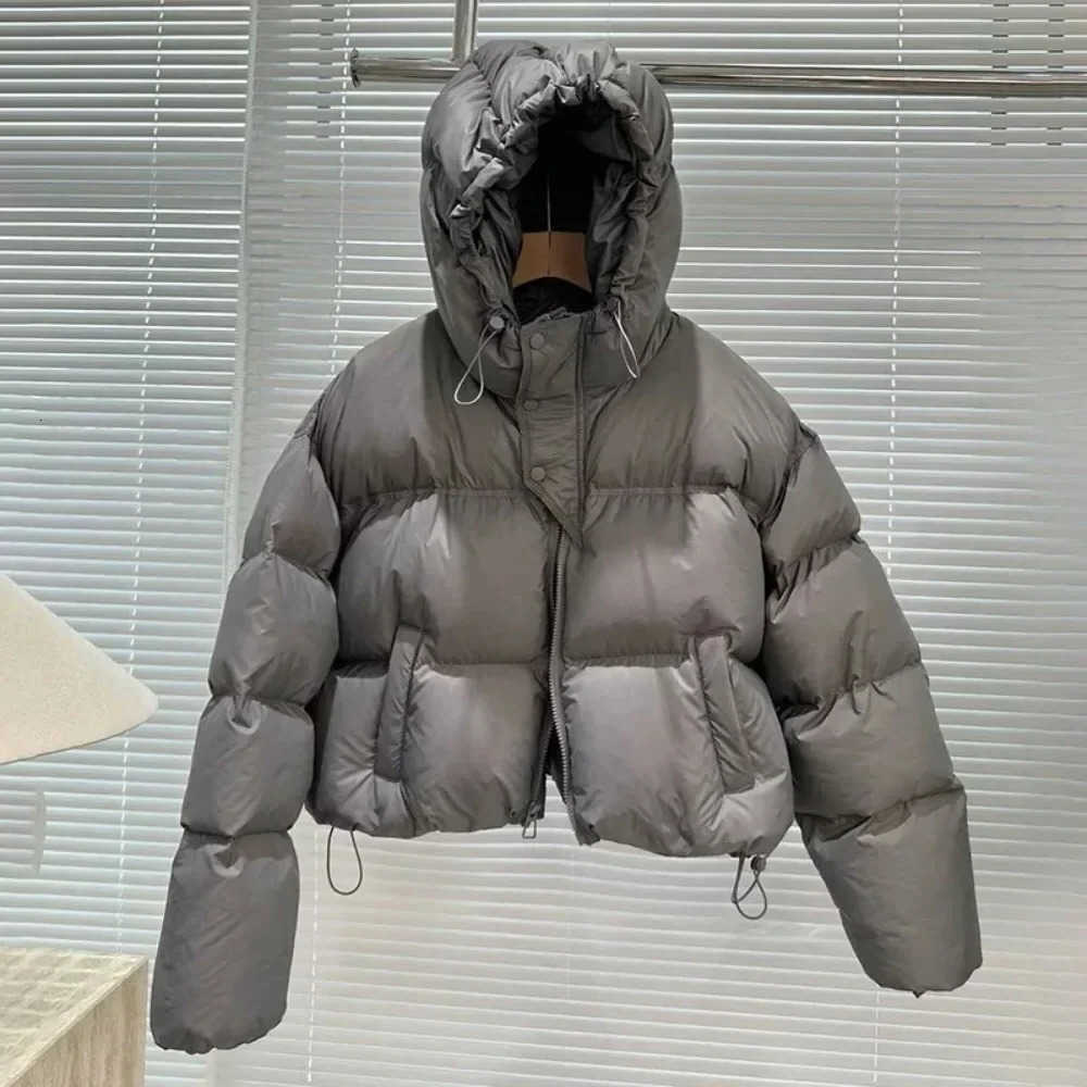 Duck White Down Jacket Hooded Women Autumn Winter Warm Over Size Short Thick Outwear Female Coat S26080460KH