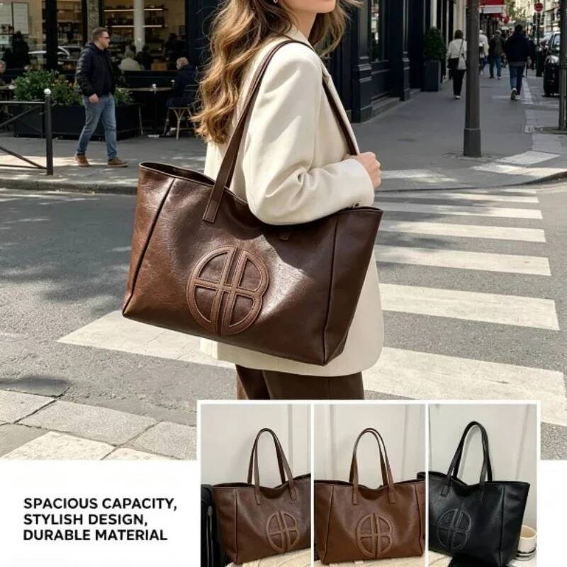 Retro Large Capacity Women's Shoulder Tote Bag Casual Simple Commuting Fashion 2026 New Style